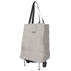 ☆ ストライプ.ブラック ☆ コ・コロ cocoro 折りたたみハンディトートカート cocoro ショッピングカート ショッピング カート 折りたたみカート キャリーバッグ 折り畳みカート エコバッグ レップ コ コロ 買い物カート 軽量 軽いのサムネイル
