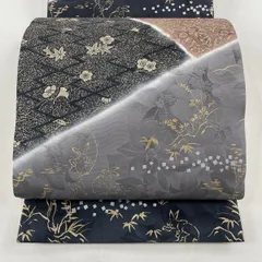 501mk25○刺繍 飛び柄小紋 鳥獣戯画 兎と蛙 唐草地紋 黒 ふくよか○ 501mk25○刺繍 飛び柄小紋 鳥獣戯画 兎と蛙 唐草地紋 黒 ふくよか○