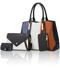 ブラック [PORCO CASA ショルダーバッグ レディース ハンドバッグ 斜めがけバッグ ４点セット 2way 大容量 誕生日 大人 (ブラック)