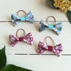 ベビー用ちびりぼん フラワー(ブルー＆おとなピンク)