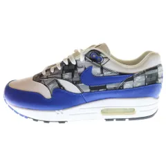 NIKE (ナイキ) ×atmos AIR MAX1 PRNT アトモス エアマックス1 プリント ローカットスニーカー ホワイト/ブルー US9.5/27.5cm AQ0927-100