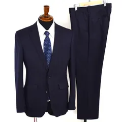 スーツセレクト 2パンツ 2つボタン シングルスーツ M A5 ダークネイビー ストライプ ノータック 極 定番 BLRP1908 合物 春秋  5XE049 【送料無料】【中古】【メンズビジネス】202505