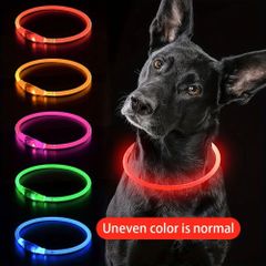光る首輪 USB Type-C 充電 ピンク 犬用首輪 光る LED 夜 散歩 長さ調整可 50cm 小型犬 中型犬 大型犬 タイプc 3パターン