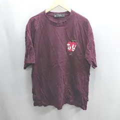 ◇ ⊂ GU UNDERCOVERコラボ イラストロゴプリント 半袖 Tシャツ サイズXL ボルドー系 メンズ レディース E  【1410290018514】