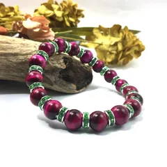 ピンクタイガーアイ パワーストーン ブレスレット 10mm （グリーン）メンズ・レディース　男性・女性　数珠ブレス　開運 [17]　