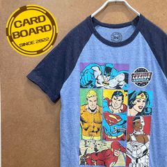 USA 수입 헌 옷 저스티스 리그 JUSTICE LEAGUE DC 코믹 DCcomics 라글란 반소매 티셔츠 하늘색 S