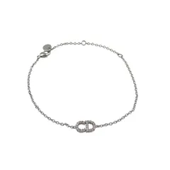 クリスチャンディオール Clair D Lune ロゴ メタル ラインストーン シルバー ブレスレット 1238 Christian Dior