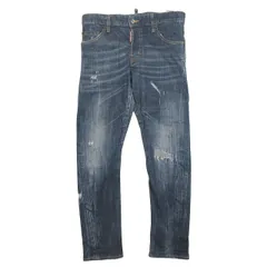 美品 16AW ディースクエアード DSQUARED2 CIGARETTE JEAN シガレット デニム パンツ ジーンズ ジーパン Gパン ダメージ加工 クラッシュ ストレッチ ボトムス コットン S71LB0174 サイズ44 インディゴ ブルー