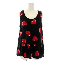 ラブモスキーノ LOVE MOSCHINO タンクトップ ノースリーブ カットソー ハート柄 34 S 黒 ブラック 赤 レッド /YM ■GY99のサムネイル