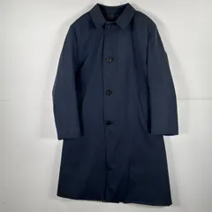 古着 80's/80年代 ヴィンテージ アクアスキュータム Aquascutum ステンカラーコート ロング 裏地チェック柄  ネイビー メンズ
