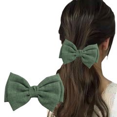 【人気商品】洋服 浴衣 発表会 卒園式 ヘアアクセサリー クリップ バレッタ 袴 和装 大きめ 緑 リボン 髪飾り GFun