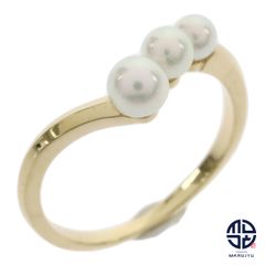 MIKIMOTO ミキモト K18YG 18金イエローゴールド 真珠 ベビーパール3P リング 指輪 ジュエリー アクセサリー ブランド 約10号