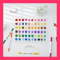 【スタッフおすすめ！】Ohuhu アートマーカーペン 60色 筆先 水彩ペン 水性 ふでタイプ ふで・極細 ブラッシュ 鮮やか イラスト 手帳 絵手紙 色塗り 塗り絵 カード 収納ケース付き