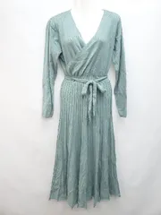 ◇ SAISON DE PAPILLON セゾン・ド・パピヨン ニット セーター 長袖 膝下 ワンピース サイズL グリーン系 レディース P  【1404040004872】