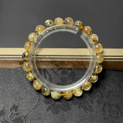 逸品 EU製 ★太陽花タイチンルチル★黄金針水晶 金運 開運 ゴールド ブレスレット パワーストーン 8.4-8.8mm ZB8680