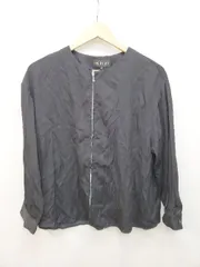 ◇ INDIVI インディヴィ ジップアップ ノーカラー キレイめ 長袖 ジャケット サイズ40 ブラック レディース P  【1403110016722】