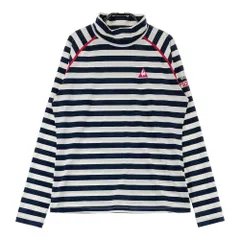 サイズ：L LE COQ GOLF ルコックゴルフ  タートルネック 長袖 インナーTシャツ ボーダー柄 ネイビー系 [240101377877]# ゴルフウェア レディース ストスト