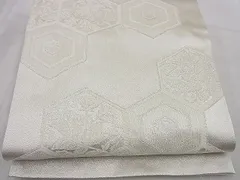 平和屋着物■六通柄袋帯　佐賀つづれ織　子持ち亀甲花蝶文　銀糸　逸品　n-by3756