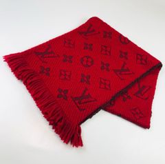 Louis Vuitton モノグラム マフラー レッド ウール シルク - メルカリ