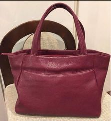 新品】 COCCINELLE ココチネレ トートバッグ ワインレッド シボ革 