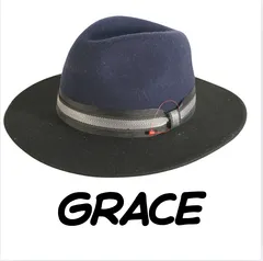 grace メンズ・紳士　紺色帽子　中折れハット　フェルトハット サイズ５７cm〜５９cm　キャップ　帽子 [[JJ]]