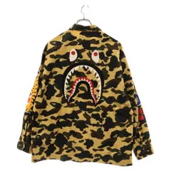 A BATHING APE (アベイシングエイプ) コットン カモ シャーク ワッペン ワークシャツジャケット ベージュ 001SHI301013Mのサムネイル
