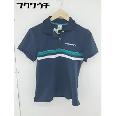 ◇ le coq sportif ロゴ　プリント 半袖 ポロシャツ サイズL ネイビー　グリーン　ホワイト レディース  【中古】 【1108040005753】