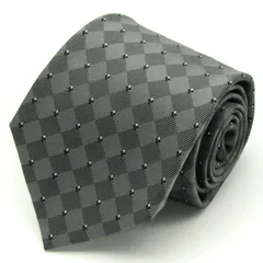 パーフェクトスーツ ブランド ネクタイ シルク チェック柄 小紋柄 メンズ グレー P.S.FA 【中古】
