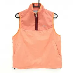 【超美品】キャロウェイ 切替アウターベスト オレンジ 裏メッシュ 防風 WINDSPORT ハーフジップ レディース M ゴルフウェア Callaway