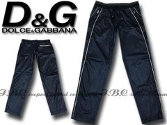 ★DOLCE&GABBANA★D&Gゴールドラインシャイニーパンツ52ネイビー紺