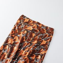 ドロワー　プリーツスカート　花柄　シルク　春色　オレンジ ドゥロワー Drawer 2020AW シルクプリントスカート 38/オレンジ
