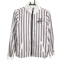 【超美品】アディダス ジャケット 白×ネイビー ストライプ 蓄熱裏地 薄手  レディース S/P ゴルフウェア adidas