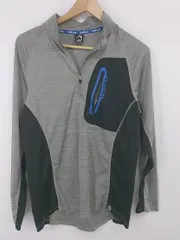 ◇ FieldCore ワークマン ハーフジップ 配色 長袖 カットソー プルオーバー サイズL グレー ブラック系 メンズ P 【1308010006357】
