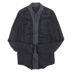 JULIUS ユリウス カウレザー 切替 シャツジャケット トップス メンズ ブラック 2 2009F/W