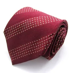 エスティーデュポン ブランド ネクタイ ストライプ柄 ドット シルク 日本製 PO  メンズ ワインレッド S.T. Dupont 【中古】