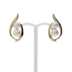 MIKIMOTO ミキモト K14YG イエローゴールド イヤリング アコヤ真珠 5.9mm 2粒 雫 パール【新品仕上済】【zz】【中古】