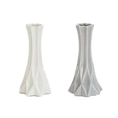 【2個セット】フラワーベース クビレ 花瓶 ORINE URUMI KUBIRE 花器 インテリア 一輪挿し セラミック グレー おしゃれ 北欧 ドライフラワー 花びん 滑り止め付 オブジェ ホワイト 白 艶