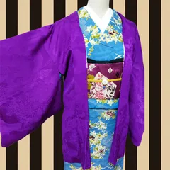 紫 無地 地紋 アンティーク羽織