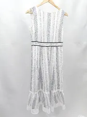 ◇ ⊂ Apuweiser riche レース 刺繍 ノースリーブ マキシ丈 ワンピース サイズ2 ホワイト ブルー レディース E  【1412260016698】