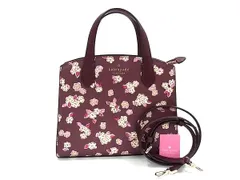■新品同様■ kate spade ケイトスペード K9339 レザー 花柄 2WAY クロスボディ ショルダー トート ハンドバッグ ボルドー系 BP1098