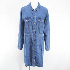 リーバイス Levi's 長袖 膝上 ミニ デニムワンピース ワンピース L 青系 ブルー インディゴ 綿 コットン