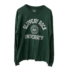 Champion 長袖 ロゴTシャツ M グリーン チャンピオン ロングTシャツ カレッジ プリント カットソー 古着卸 アメリカ仕入 a709-6373