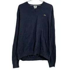 LACOSTE コットンニット セーター 6 XL 程 ブラック ラコステ プルオーバー ビッグサイズ Ｖネック ロゴ 古着卸 アメリカ仕入 a702-5967のサムネイル