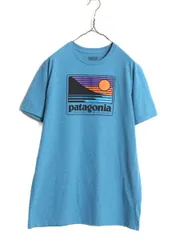 【お得なクーポン配布中!】 17年製 パタゴニア プリント 半袖 Tシャツ メンズ L 古着 Patagonia アウトドア グラフィック アート スリムフィット クルーネック ブルー