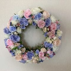 造花フラワーリースセールまほろばの風に11 W37cm前後リーフ先端迄