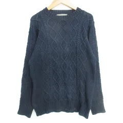 ジャーナルスタンダード JOURNAL STANDARD ウォーレンスコット WARREN SCOTT ニット セーター 長袖 クルーネック ケーブル編み S 紺 ネイビー /FF21