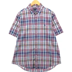 古着 ラルフローレン Ralph Lauren マドラスチェック 半袖 ボタンダウン チェックシャツ メンズXL相当/eaa555107
