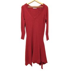 kei shirahata(ケイ シラハタ) ワンピース サイズF レディース美品  - レッド 長袖/ひざ丈/ニット