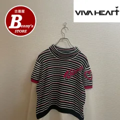 VIVAHEARTビバハートゴルフモックネック長袖カットソーボーダー柄