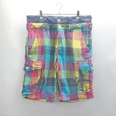 ◇ ⊂ Desigual デシグアル ウッドボタン カラフル ハーフパンツ サイズ34 マルチカラー メンズ E  【1502060041058】